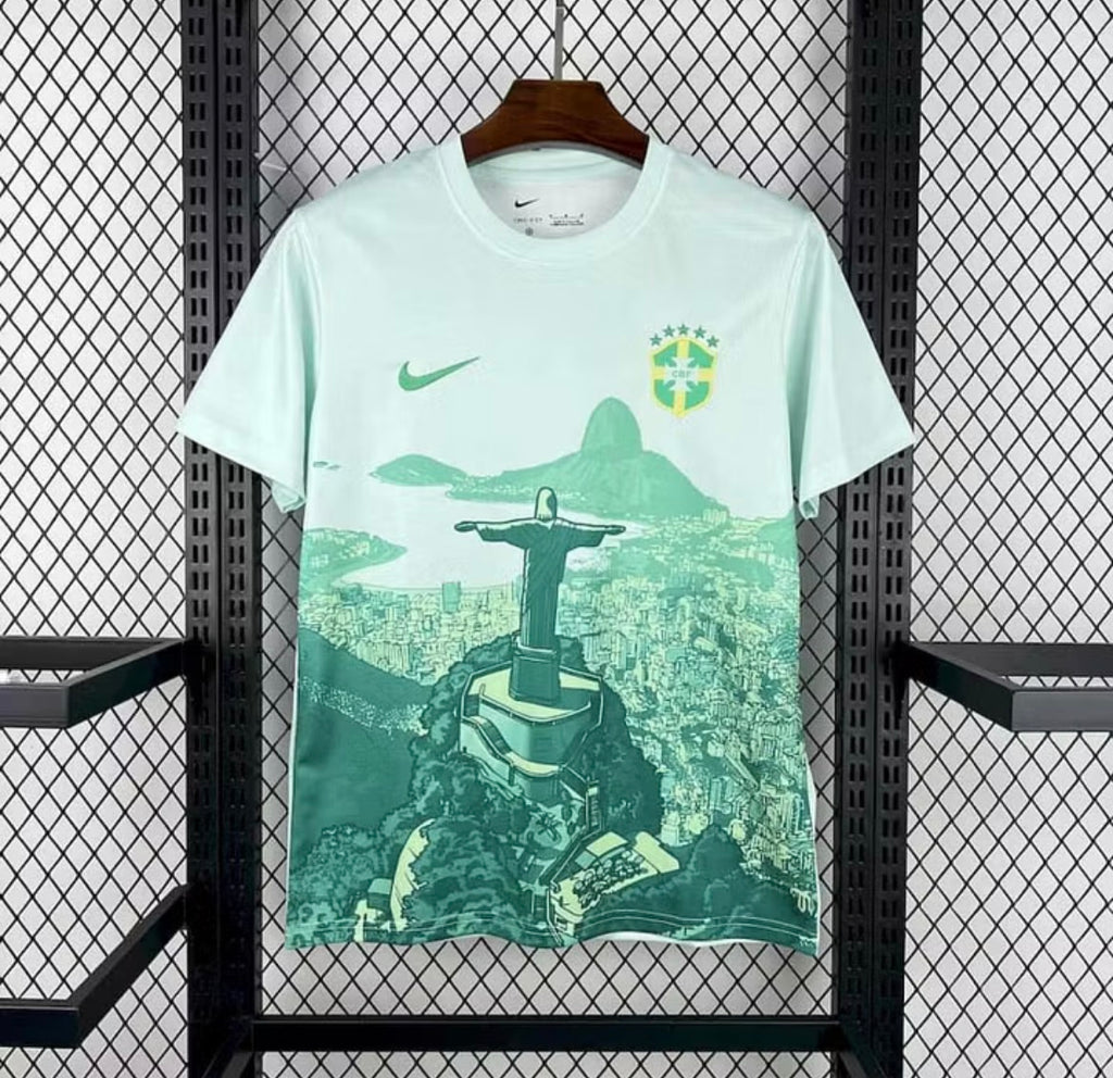 2025 Brazil Jesus Special Edition Light Green Soccer Jersey