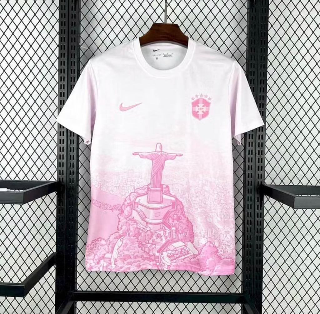 2025 Brazil Jesus Special Edition White-Pink Soccer Jersey